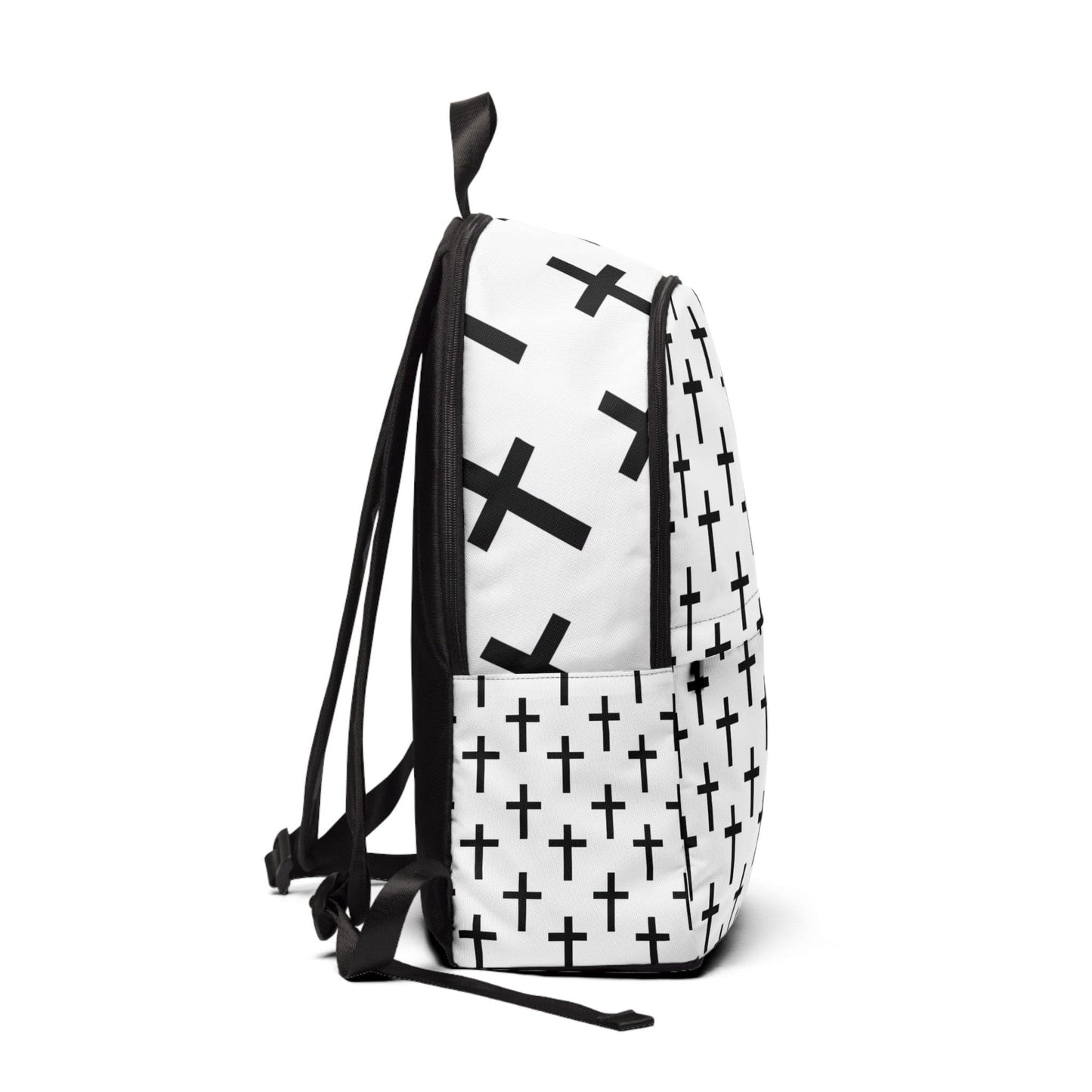 Fashion Backpack Waterproof White Black Cross Print-1