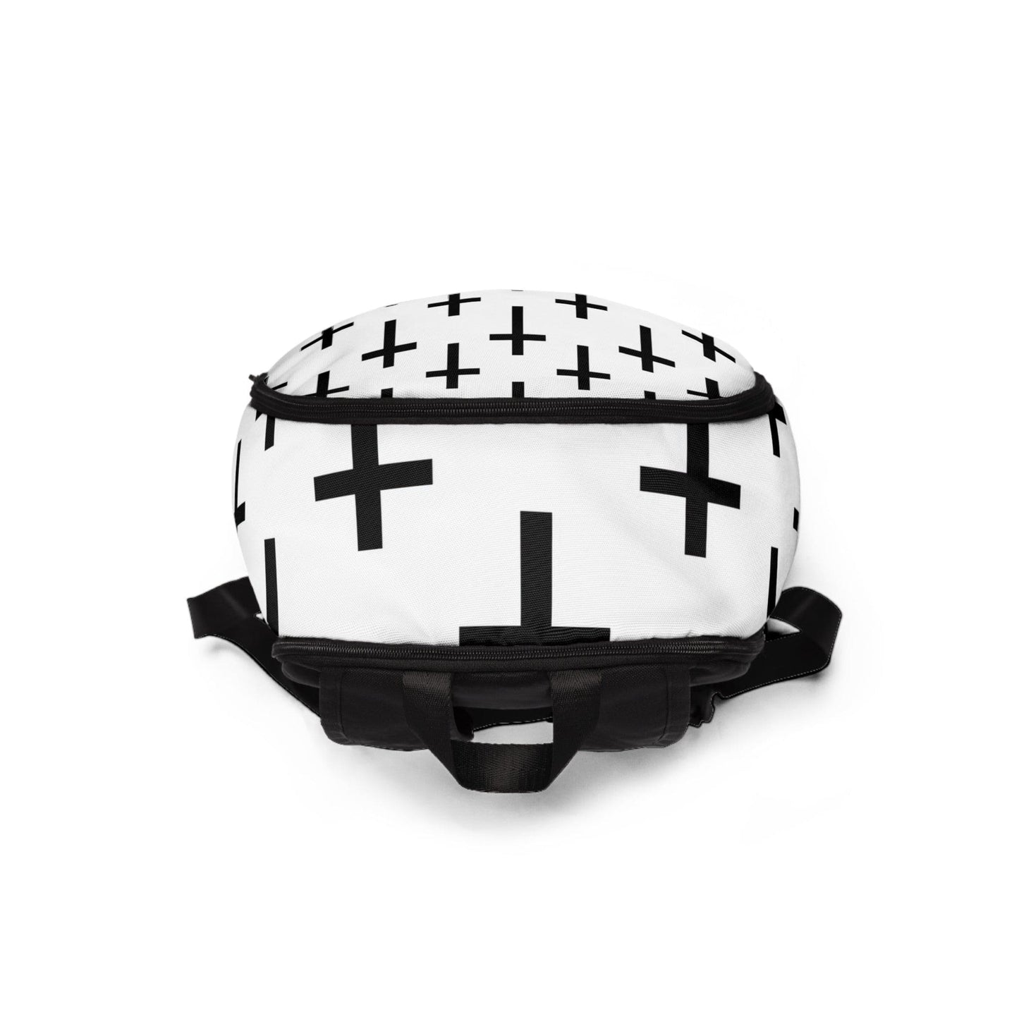 Fashion Backpack Waterproof White Black Cross Print-3