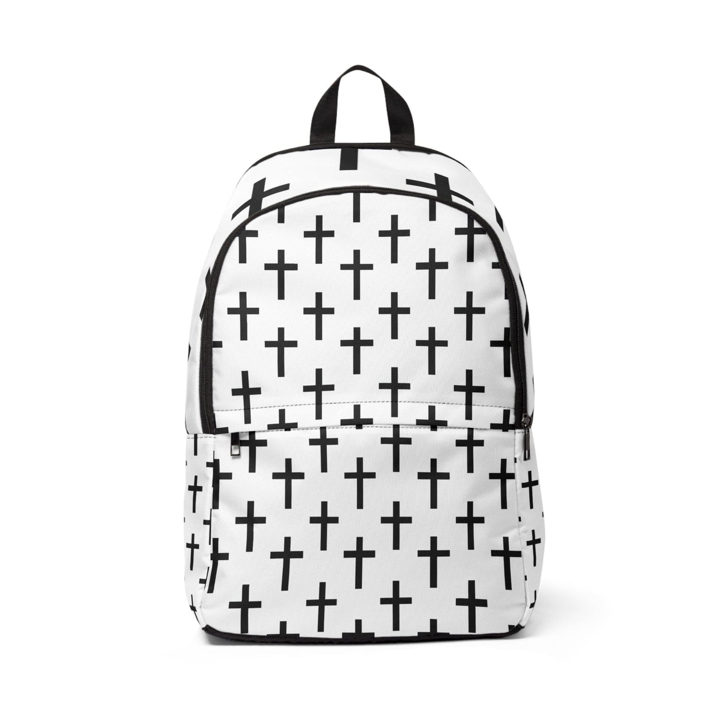Fashion Backpack Waterproof White Black Cross Print-0