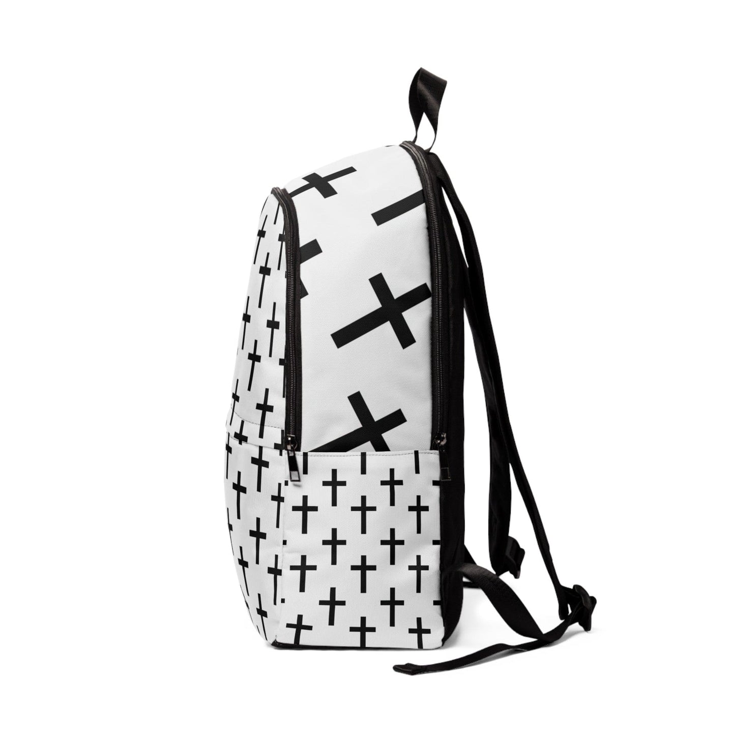 Fashion Backpack Waterproof White Black Cross Print-2