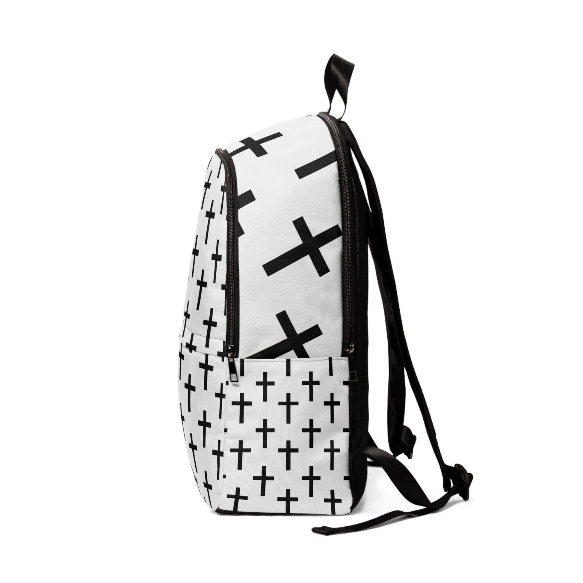Fashion Backpack Waterproof White Black Cross Print-2